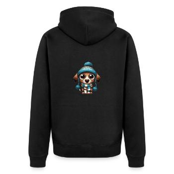 Weihnachtshund - Unisex Premium Bio Zip Hoodie - Schwarz - Hinten - Nico (187cm)
