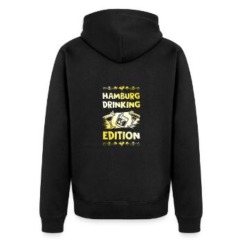 Hamburg Drinking Saying - Unisex Premium Organic Zip Hoodie - black - Back - Nico (187cm)
