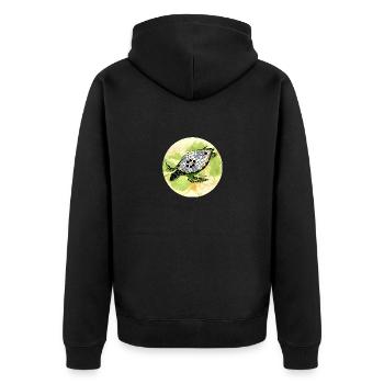 Der Schildkrötenpanzer - Unisex Premium Bio Zip Hoodie - Schwarz - Hinten - Nico (187cm)