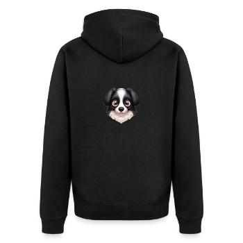 Artistic Border Collie Artwork - Unisex Premium Organic Zip Hoodie - black - Back - Nico (187cm)