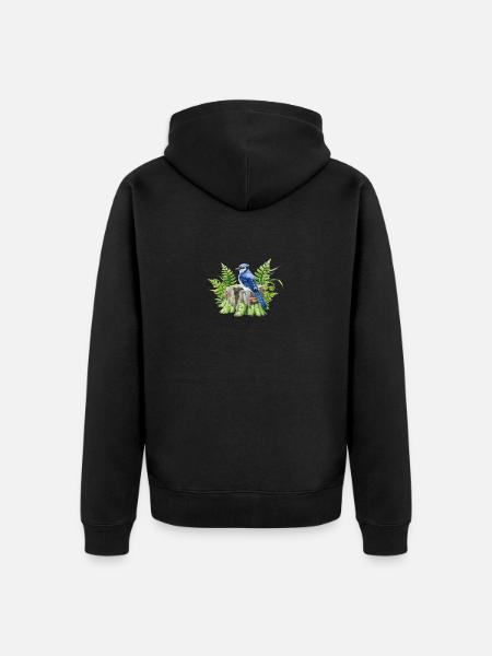 Blue jay - Unisex Premium Organic Zip Hoodie - black
