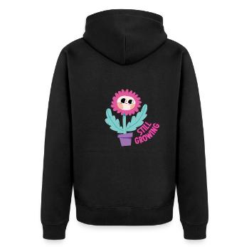 Still Growing - Unisex Premium Bio Zip Hoodie - Schwarz - Hinten - Nico (187cm)