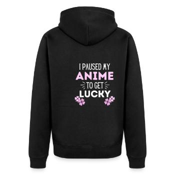 Anime St Patricks Day Manga Glück Geschenk - Unisex Premium Bio Zip Hoodie - Schwarz - Hinten - Nico (187cm)