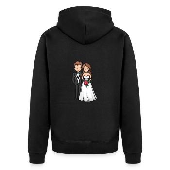 Jeunes mariés, Mariage, Mariée, Marié - Veste à capuche bio Premium Unisexe - noir - Dos - Nico (187cm)