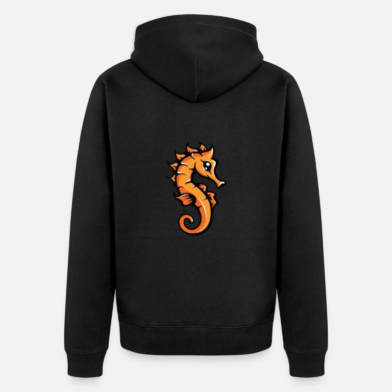 Seepferd Comic - Unisex Premium Bio Zip Hoodie - Schwarz