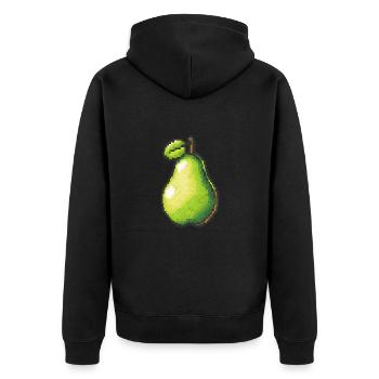 Birne Pixel Symbol - Unisex Premium Bio Zip Hoodie - Schwarz - Hinten - Nico (187cm)