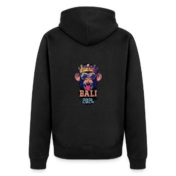 Bali 2024 Party Affe - Unisex Premium Bio Zip Hoodie - Schwarz - Hinten - Nico (187cm)