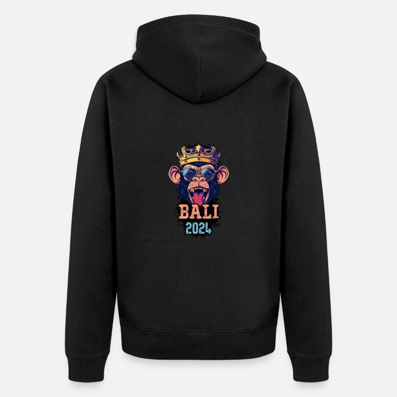 Bali 2024 Singe de fête - Veste à capuche bio Premium Unisexe - noir