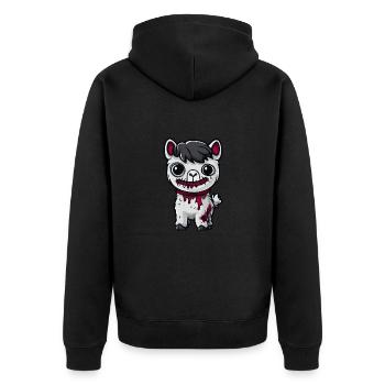 Alpaka Llama Halloween Comic Lustig - Unisex Premium Bio Zip Hoodie - Schwarz - Hinten - Nico (187cm)