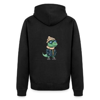 Dinosaur brontosaurus Cool Comic - Unisex Premium Organic Zip Hoodie - black - Back - Nico (187cm)