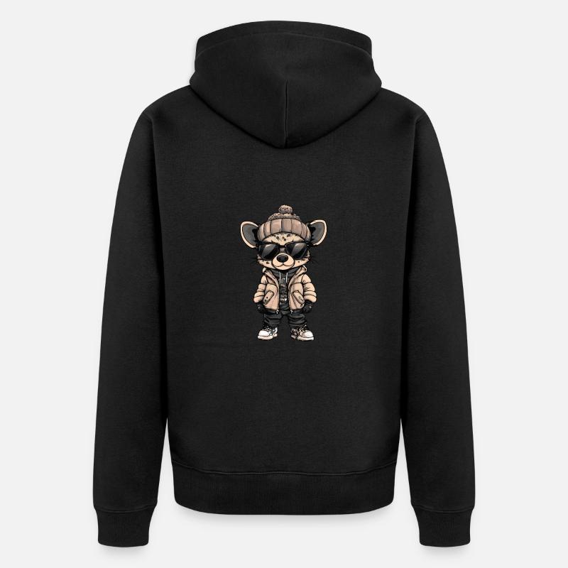 Hyäne Cool Comic - Unisex Premium Bio Zip Hoodie - Schwarz