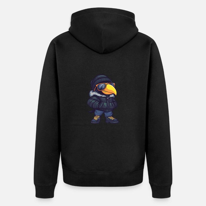 Tukan Vogel Cool Comic - Unisex Premium Bio Zip Hoodie - Schwarz