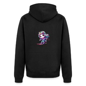 Einhorn Skifahrer Wintersport Magie Berge - Unisex Premium Bio Zip Hoodie - Schwarz - Hinten - Nico (187cm)