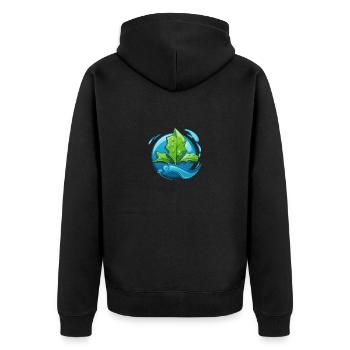 Eco: Eau & Feuille - Veste à capuche bio Premium Unisexe - noir - Dos - Nico (187cm)