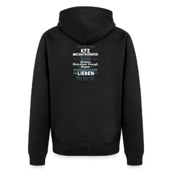 Lieben was man tut - KFZ Mechatroniker - Unisex Premium Bio Zip Hoodie - Schwarz - Hinten - Nico (187cm)