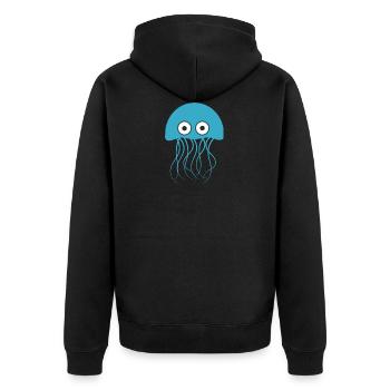 Qualle - Unisex Premium Bio Zip Hoodie - Schwarz - Hinten - Nico (187cm)