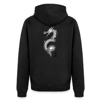 Limitierte Edition Drachen - Unisex Premium Bio Zip Hoodie - Schwarz - Hinten - Nico (187cm)