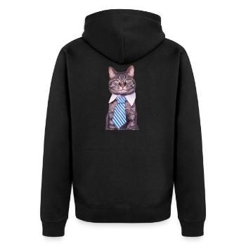 Chat de bureau - Veste à capuche bio Premium Unisexe - noir - Dos - Nico (187cm)