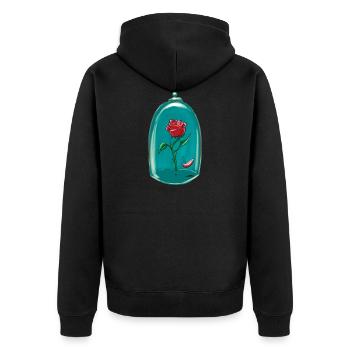 Magic rose - Unisex Premium Organic Zip Hoodie - black - Back - Nico (187cm)