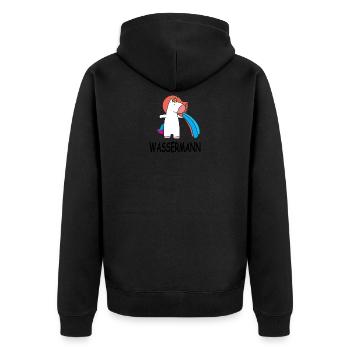 Zodiac Sign Aquarius zodiac unicorn - Unisex Premium Organic Zip Hoodie - black - Back - Nico (187cm)