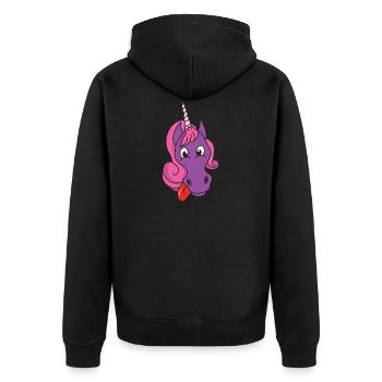 Einhorn - Unisex Premium Bio Zip Hoodie - Schwarz - Hinten - Nico (187cm)