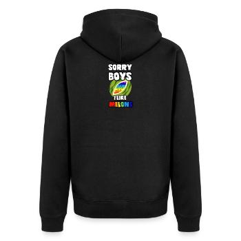 Sorry Boys I Like Melons LGBT Lesbian Gay Pride - Unisex Premium Organic Zip Hoodie - black - Back - Nico (187cm)