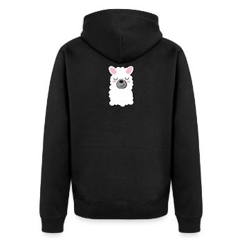 lama - Unisex Premium Organic Zip Hoodie - black - Back - Nico (187cm)