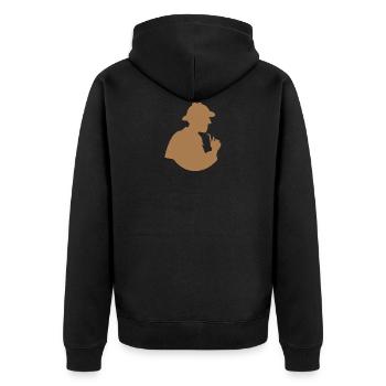 Vintage Sherlock Holmes Ermittlerform - Unisex Premium Bio Zip Hoodie - Schwarz - Hinten - Nico (187cm)