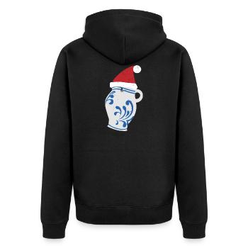 Apfelwein Bembel weihnachten FFM Hessisch Geschenk - Unisex Premium Bio Zip Hoodie - Schwarz - Hinten - Nico (187cm)