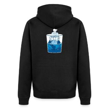 Green Planet Tshirt "Melting Future" - Unisex Premium Organic Zip Hoodie - black - Back - Nico (187cm)