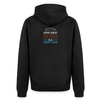 Großartiges Team - Unisex Premium Bio Zip Hoodie - Schwarz - Hinten - Nico (187cm)