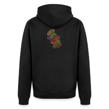 Der Burger - Unisex Premium Bio Zip Hoodie - Schwarz - Hinten - Nico (187cm)