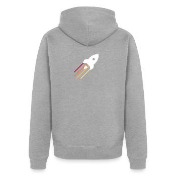 rocket - Unisex Premium Organic Zip Hoodie - heather grey - Back - Nico (187cm)