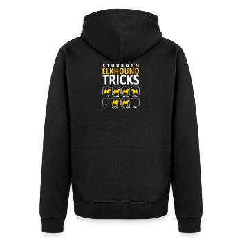 Stubborn Elkhound Tricks - Unisex Premium Organic Zip Hoodie - black - Back - Nico (187cm)