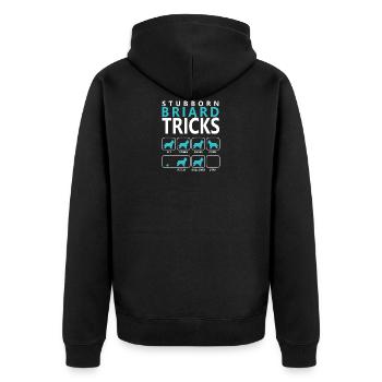 Stubborn Briard tricks - Unisex Premium Organic Zip Hoodie - black - Back - Nico (187cm)