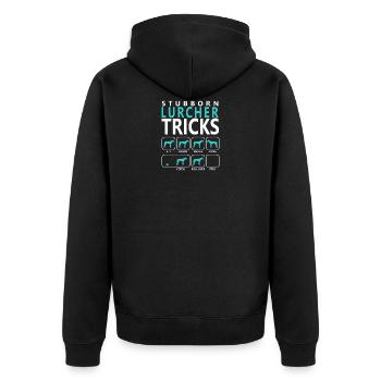 Stubborn Lurcher tricks - Unisex Premium Organic Zip Hoodie - black - Back - Nico (187cm)