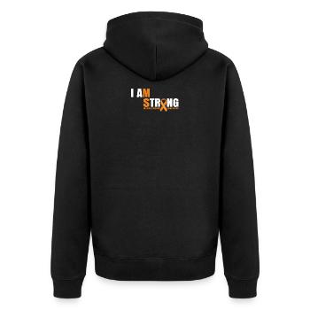 MS Awareness Warrior - Unisex Premium Organic Zip Hoodie - black - Back - Nico (187cm)