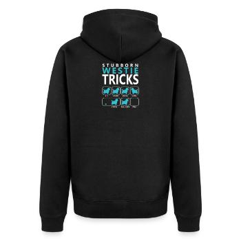 Stubborn Westie Tricks - Unisex Premium Organic Zip Hoodie - black - Back - Nico (187cm)