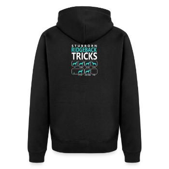 Stubborn Ridgeback Tricks - Unisex Premium Organic Zip Hoodie - black - Back - Nico (187cm)