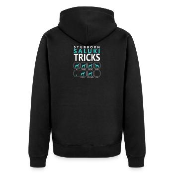 Stubborn Saluki Tricks - Unisex Premium Organic Zip Hoodie - black - Back - Nico (187cm)