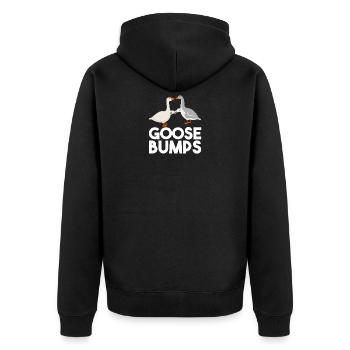 Cool Goose Design Quote Goose Bumps - Unisex Premium Bio Zip Hoodie - Schwarz - Hinten - Nico (187cm)