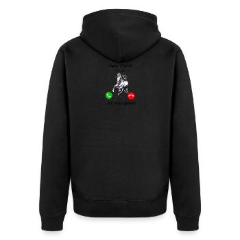 Mein Pferd ruft an ich muss gehen - Unisex Premium Bio Zip Hoodie - Schwarz - Hinten - Nico (187cm)