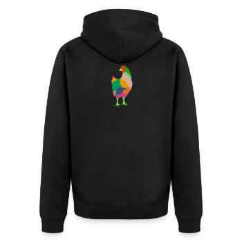 Huhn - Unisex Premium Bio Zip Hoodie - Schwarz - Hinten - Nico (187cm)