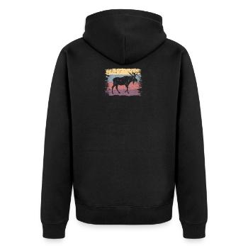 Elk - Unisex Premium Organic Zip Hoodie - black - Back - Nico (187cm)