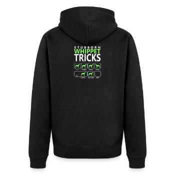 Stubborn Whippet Tricks - Unisex Premium Organic Zip Hoodie - black - Back - Nico (187cm)