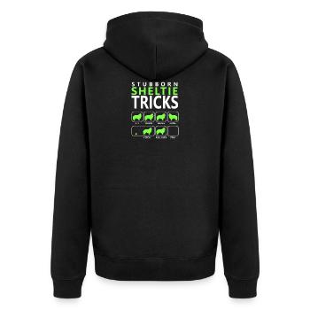 Stubborn Sheltie Tricks - Unisex Premium Organic Zip Hoodie - black - Back - Nico (187cm)