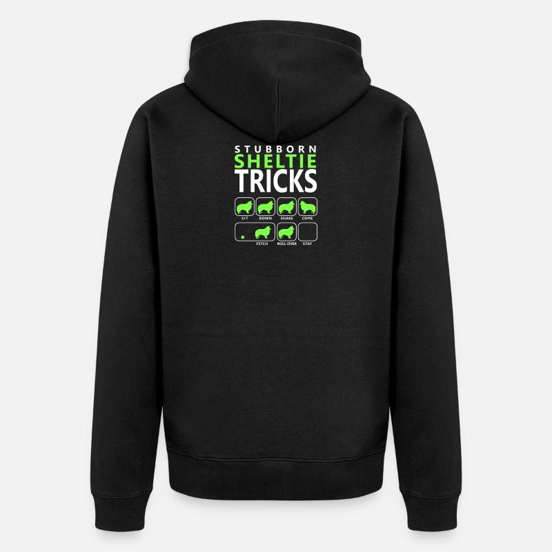 Hartnäckige Sheltie-Tricks - Unisex Premium Bio Zip Hoodie - Schwarz