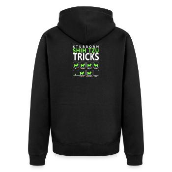Shih Tzu Stubborn Tricks - Unisex Premium Organic Zip Hoodie - black - Back - Nico (187cm)