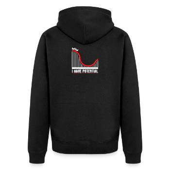 Humor Physics Design Quote I Have Potential - Unisex Premium Bio Zip Hoodie - Schwarz - Hinten - Nico (187cm)