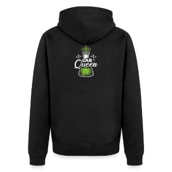 Sarcastic Chemistry Design Quote Lab Queen - Unisex Premium Bio Zip Hoodie - Schwarz - Hinten - Nico (187cm)